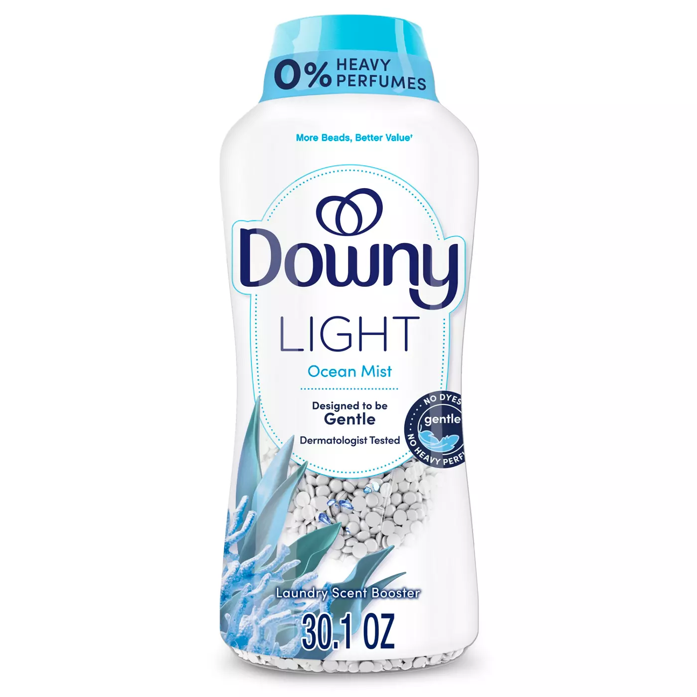 Downy Light Laundry Scent Booster Beads, Ocean Mist Scent, 853 g, In-wash fabric beads designed to be gentle with a light boost