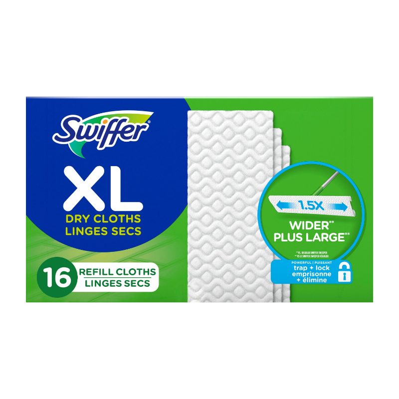 Swiffer Sweep + Mop XL, Dry Pads Refill, Floor Cleaner, Cleaning Cloths, Unscented, 16ct