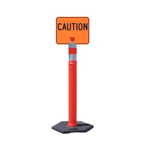 Sign, Clip-On, Orange 12.75 x 10.5, Non Reflective Caution