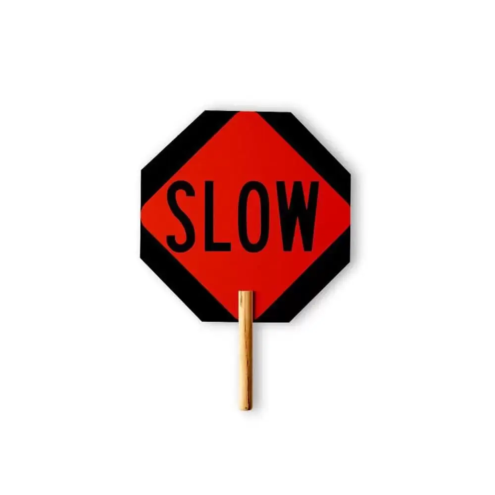 Paddle, 18" x 18" Stop/Slow, High Intensity Reflective, w/ 8" Wooden Handle