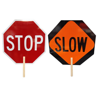 Paddle, 18" x 18" Stop/Slow, Non-Reflective, No Handle