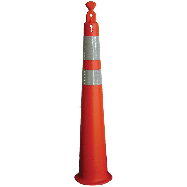 Looper Cone, 42" (2) 6" Orange 3M Diamond Grade (3914) & (2) 6" White 3M Flexible Prismatic (3310) Collars OWOW, No