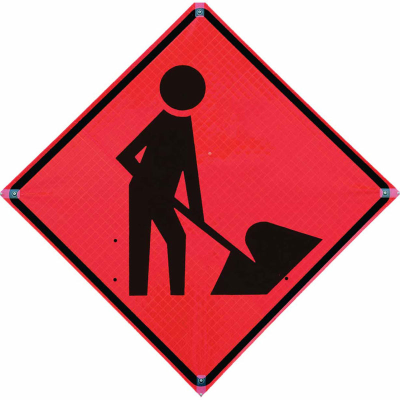 Roll Up Sign, 36x48 White Reflective NF Pass with Care, w/ (3) Grommets Top, (3) Grommets Bottom, 1" from edge (2) at corners an