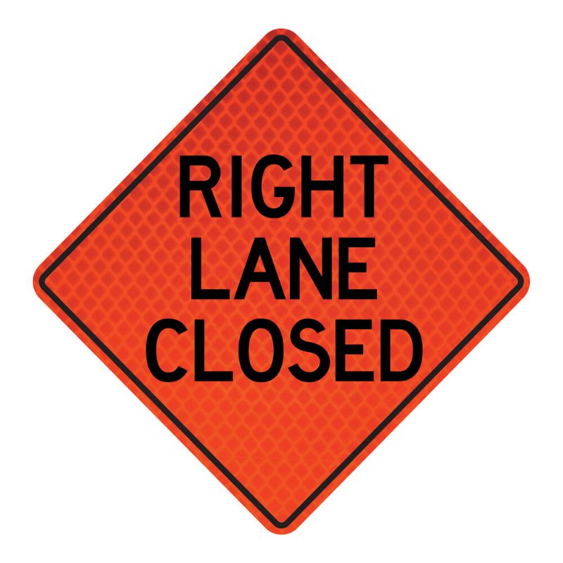 Roll Up Sign, 48x48 Diamond Grade PP HF Right Lane Closed Merge Left (W20-5)