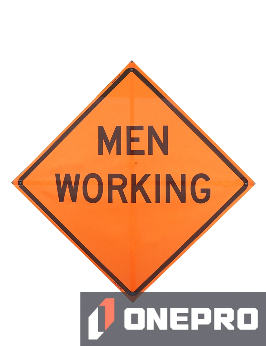 Roll Up Sign, 48x48 Mesh PP NF Men Working Words