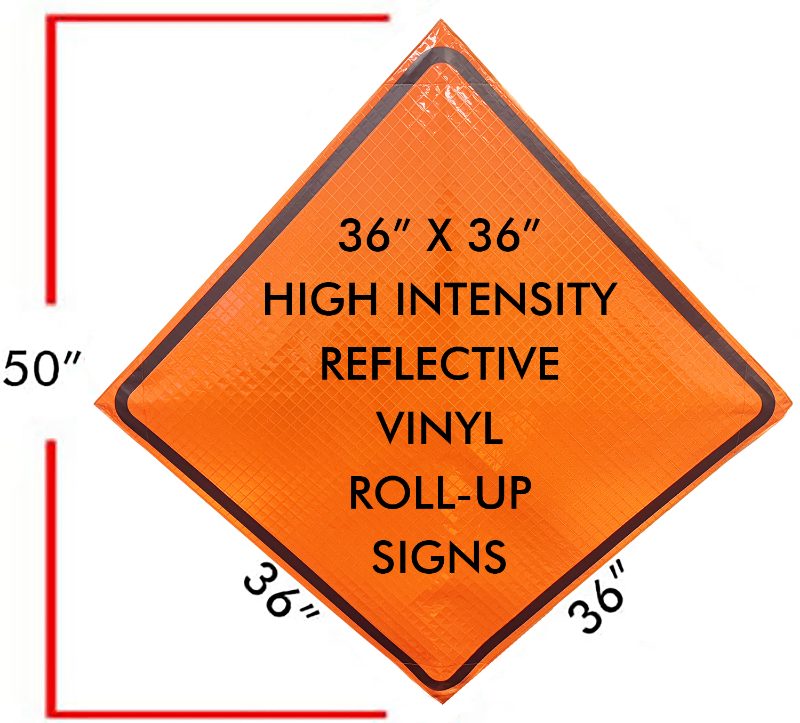Roll Up Sign, 36x36 Mesh PP HF Grading Ahead