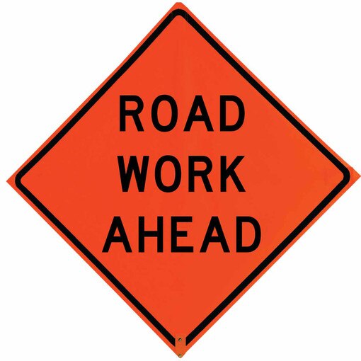 Roll Up Sign, 48x48 Non Reflective Vinyl PP HF End Road Work (G20-2)