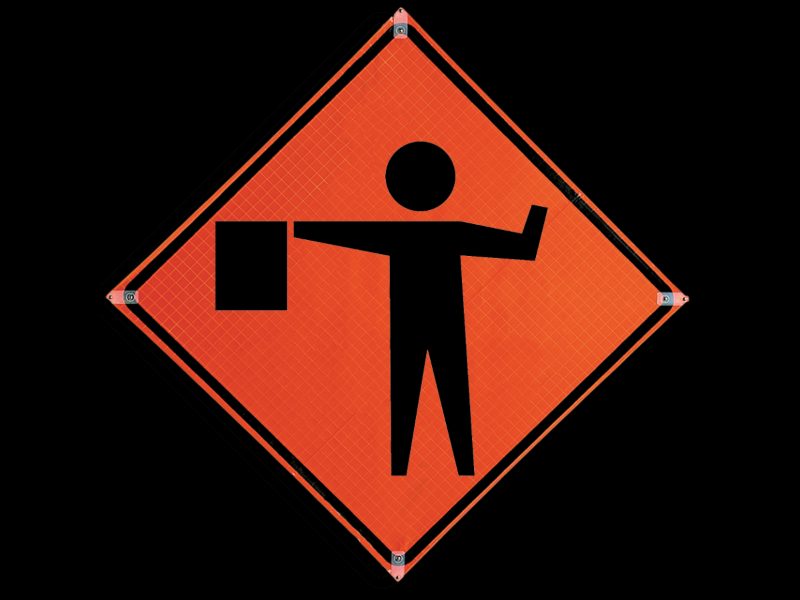 Roll Up Sign, 36x36 Reflective PP HF Traffic Controller Symbol