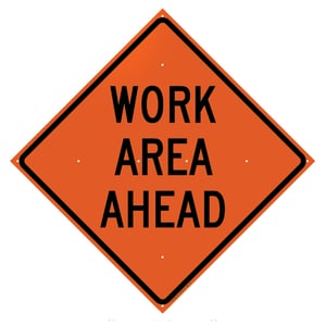 Roll Up Sign, 36x36 Reflective PP HF Work Area Ahead