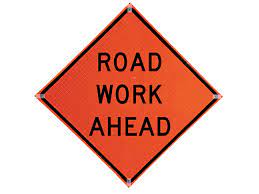 Roll Up Sign, 36x36 Reflective PP HF Narrow Road Ahead