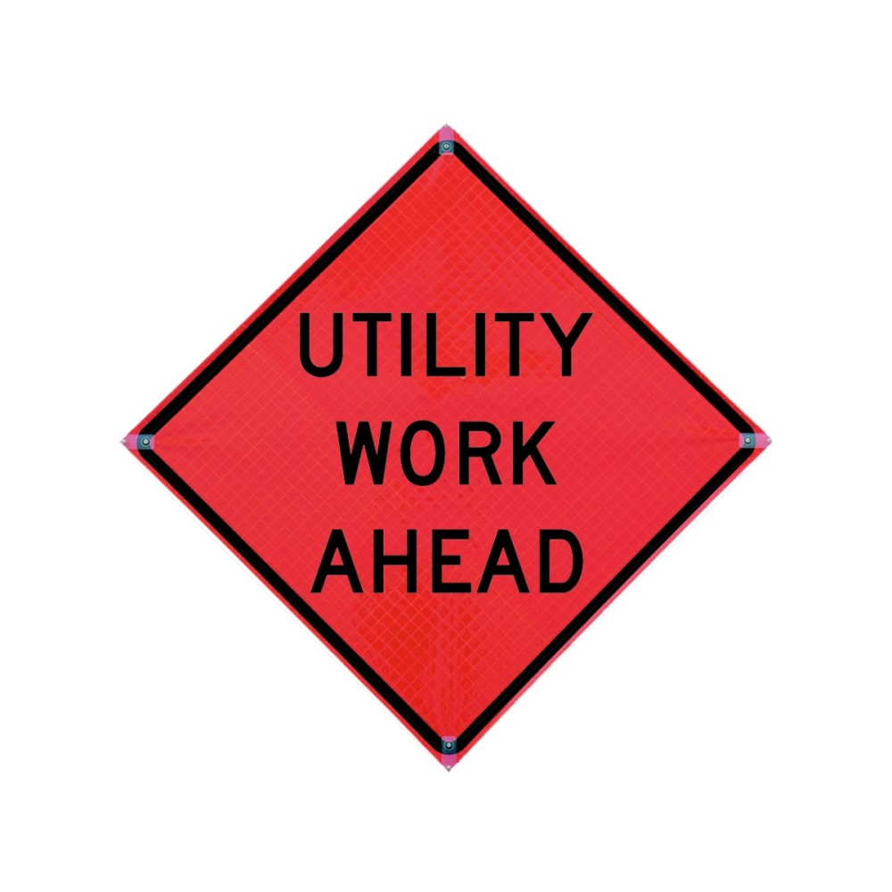 Roll Up Sign 48x48 Avery OmiBrite (WU7014) PP HF Material On Roadway