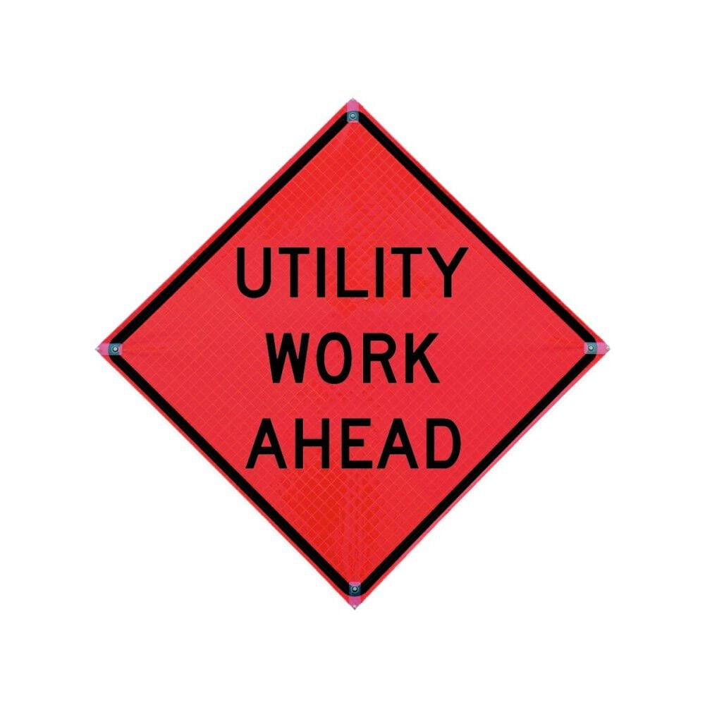Roll Up Sign, 48x48 Reflective PP HF Stranded Vehicle Ahead