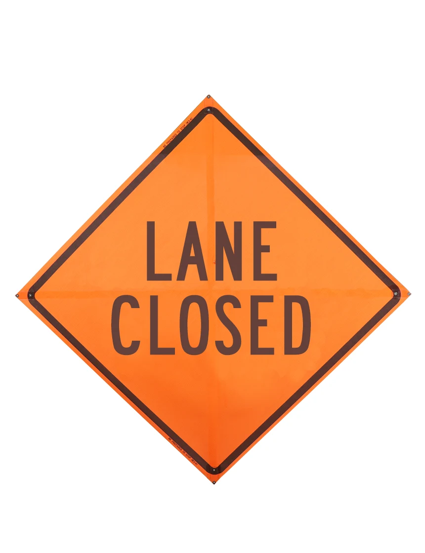 Roll Up Sign, 48x48 Diamond Grade SP NF Lane Closed (W20-5)