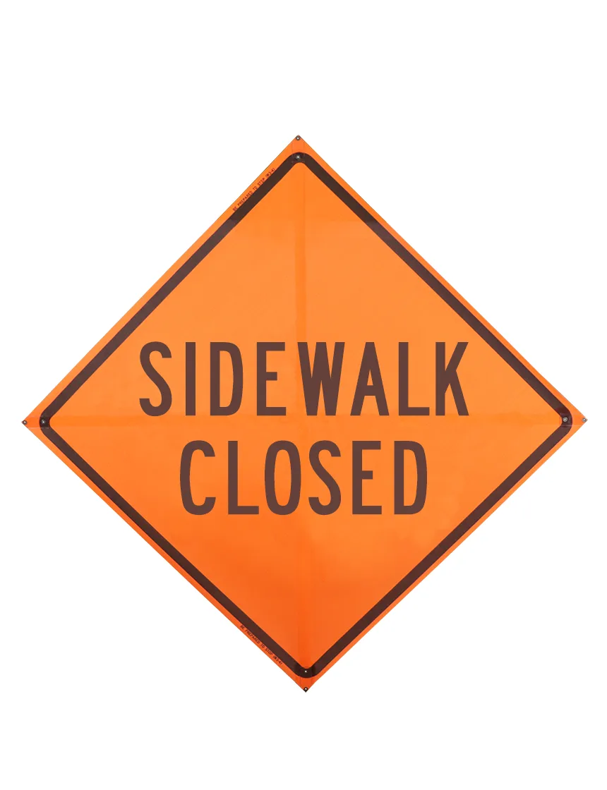 Roll Up Sign, 48x48 Mesh SP NF Sidewalk Closed (R9-9)