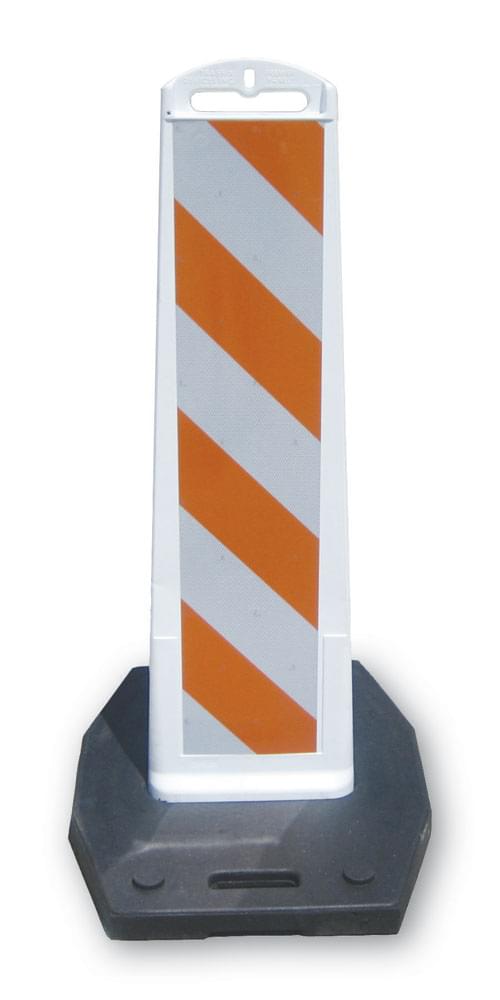 Premier Vertical Panel Barricade, White HD 3M FHIP (3334) White 2-Sides, 8" x 36", No Base, No Parking (both Sides)