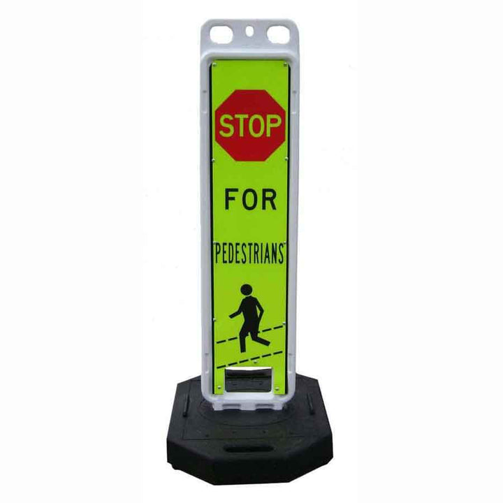 Step-N-Lock, 12" x 24" White Vertical Panel 3M Diamond Grade (4083) Lime/Yellow 2-Sides, 28 lb Base